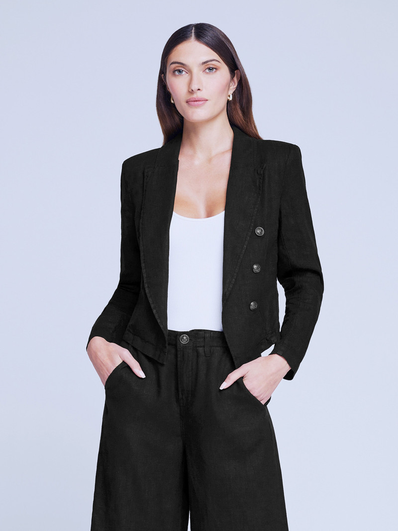 L'AGENCE Wayne Linen Blazer outlook