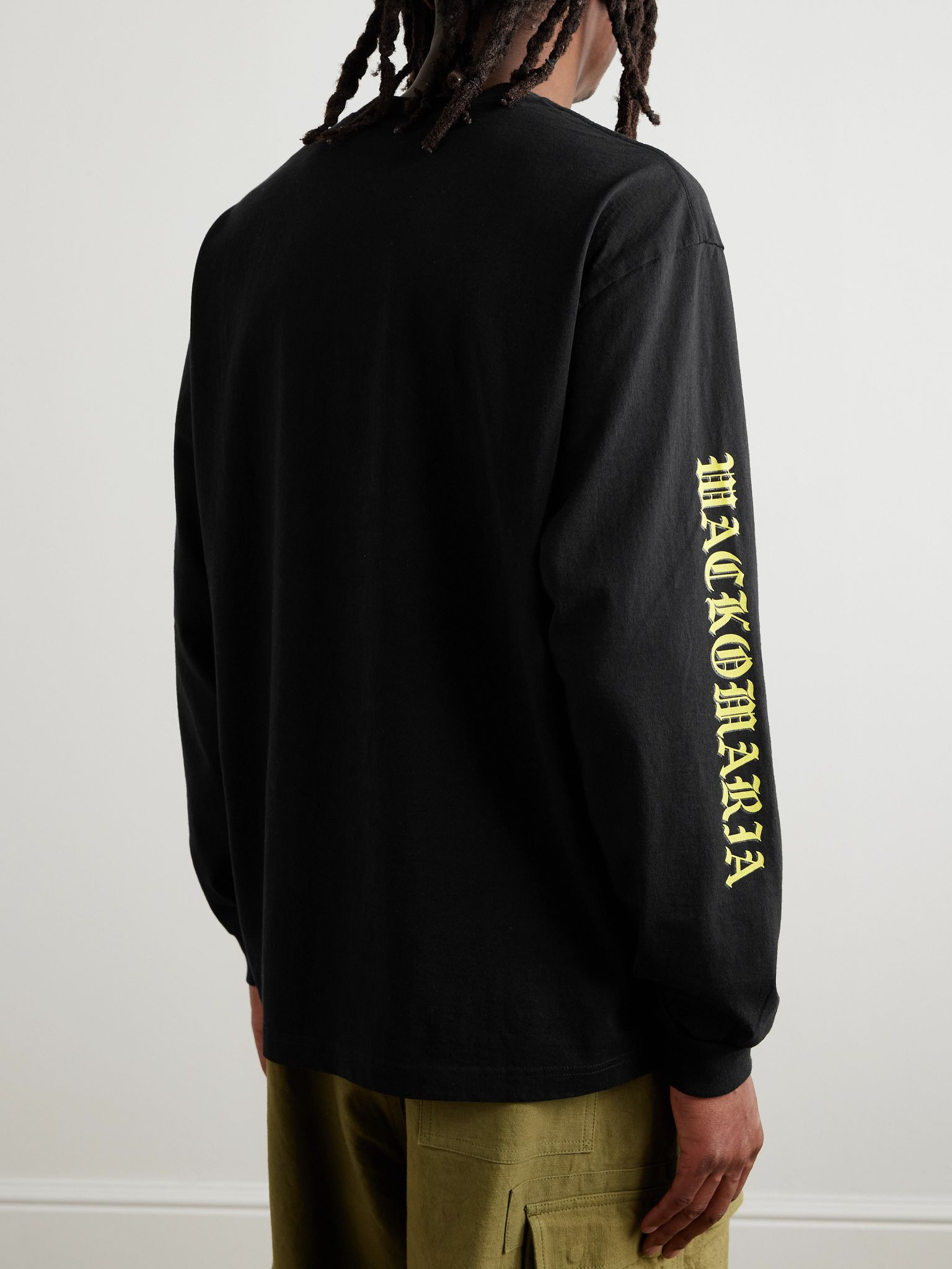 Logo-Embroidered Printed Cotton-Jersey T-Shirt Black - 4