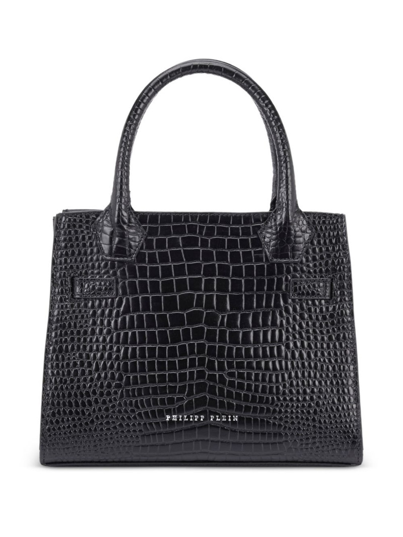 PHILIPP PLEIN small crocodile-effect logo tote bag outlook