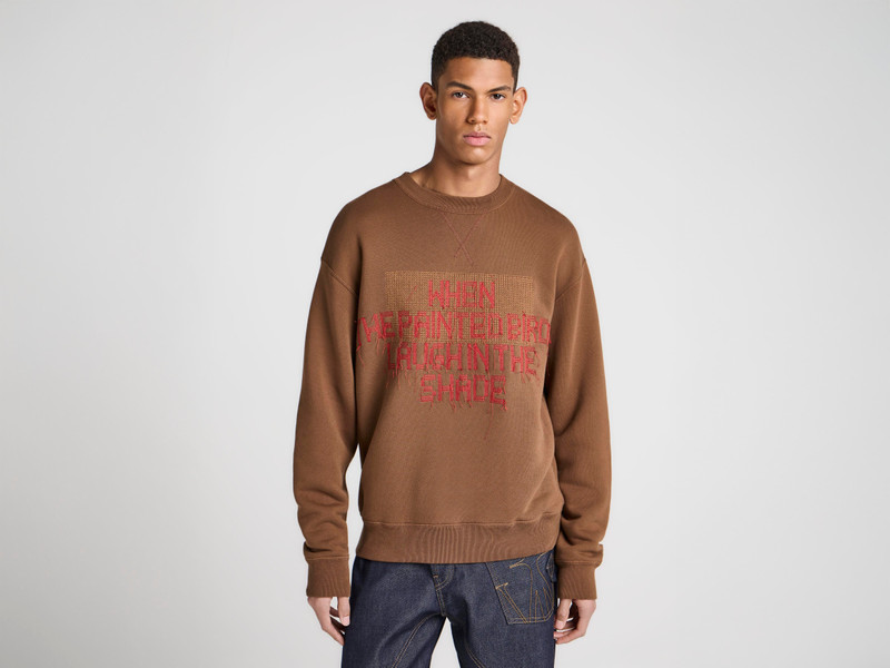 JW Anderson MENS PAINTED BIRDS SWEATSHIRT IN WALNUT outlook