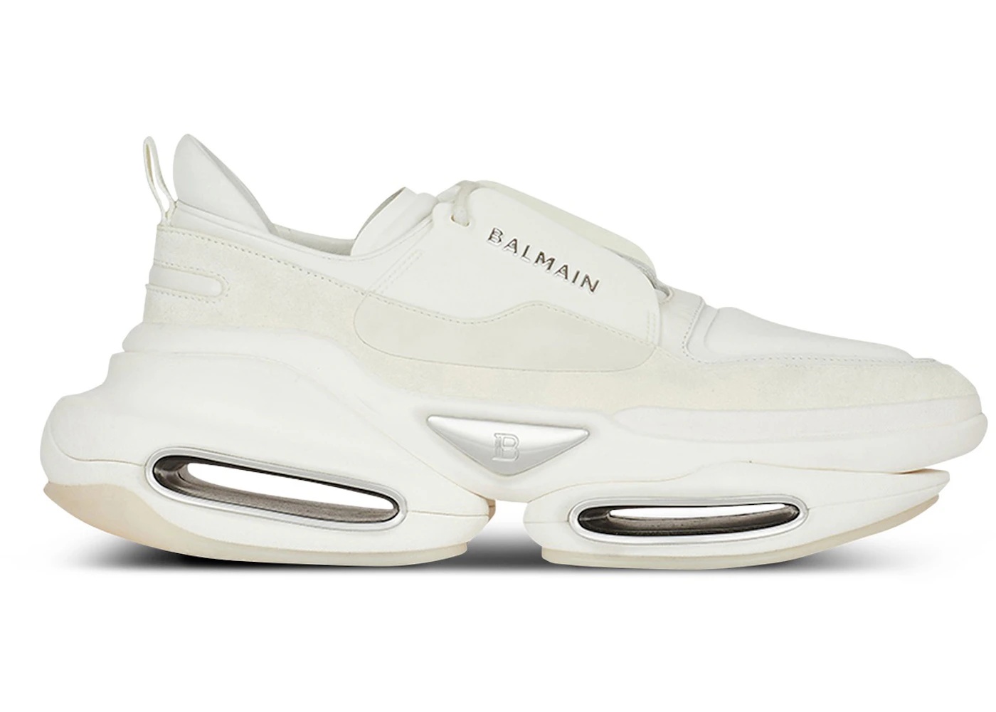 Balmain B-Bold Low-Top White Suede - 1