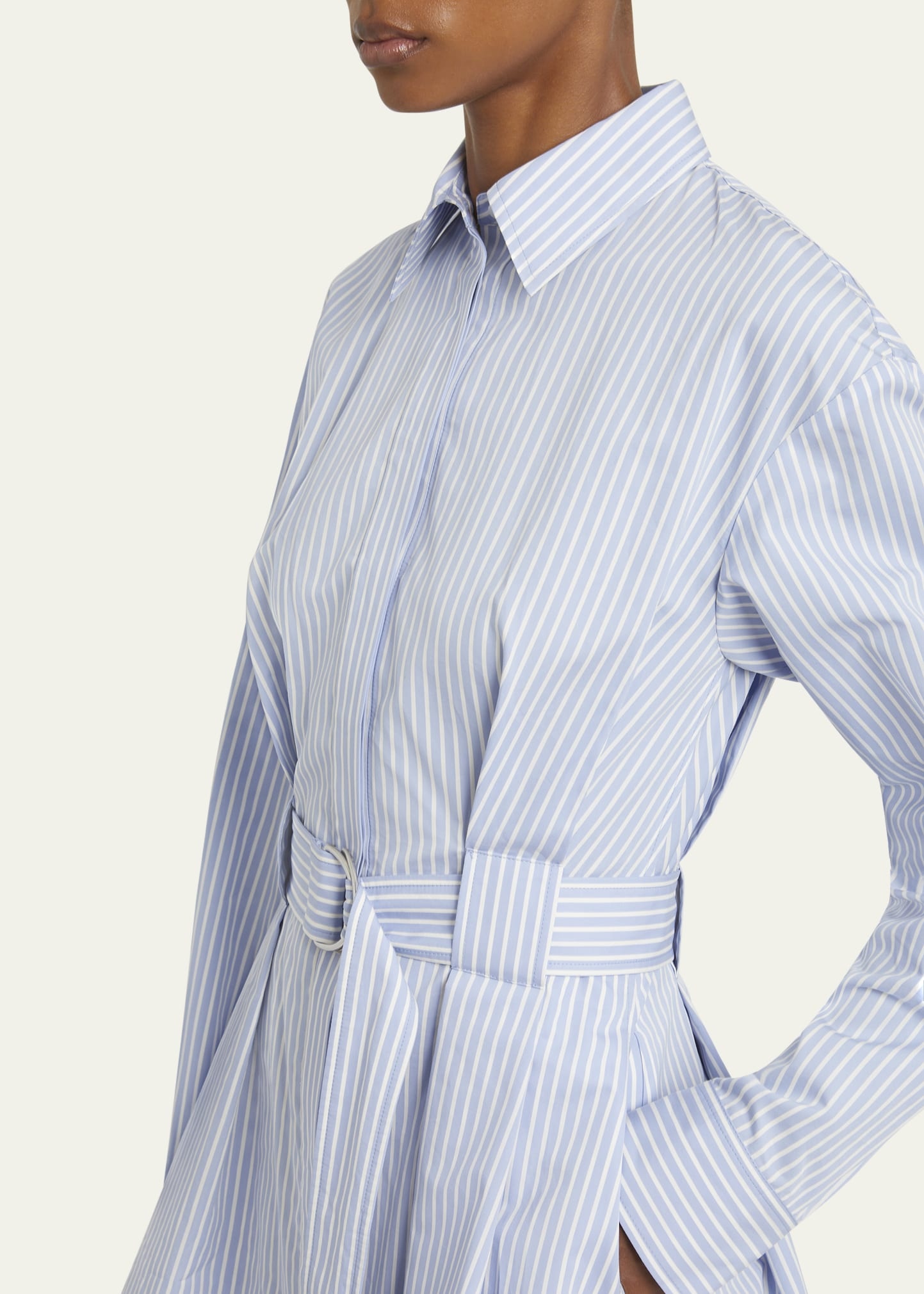Violan Stripe Belted Poplin Mini Dress - 5