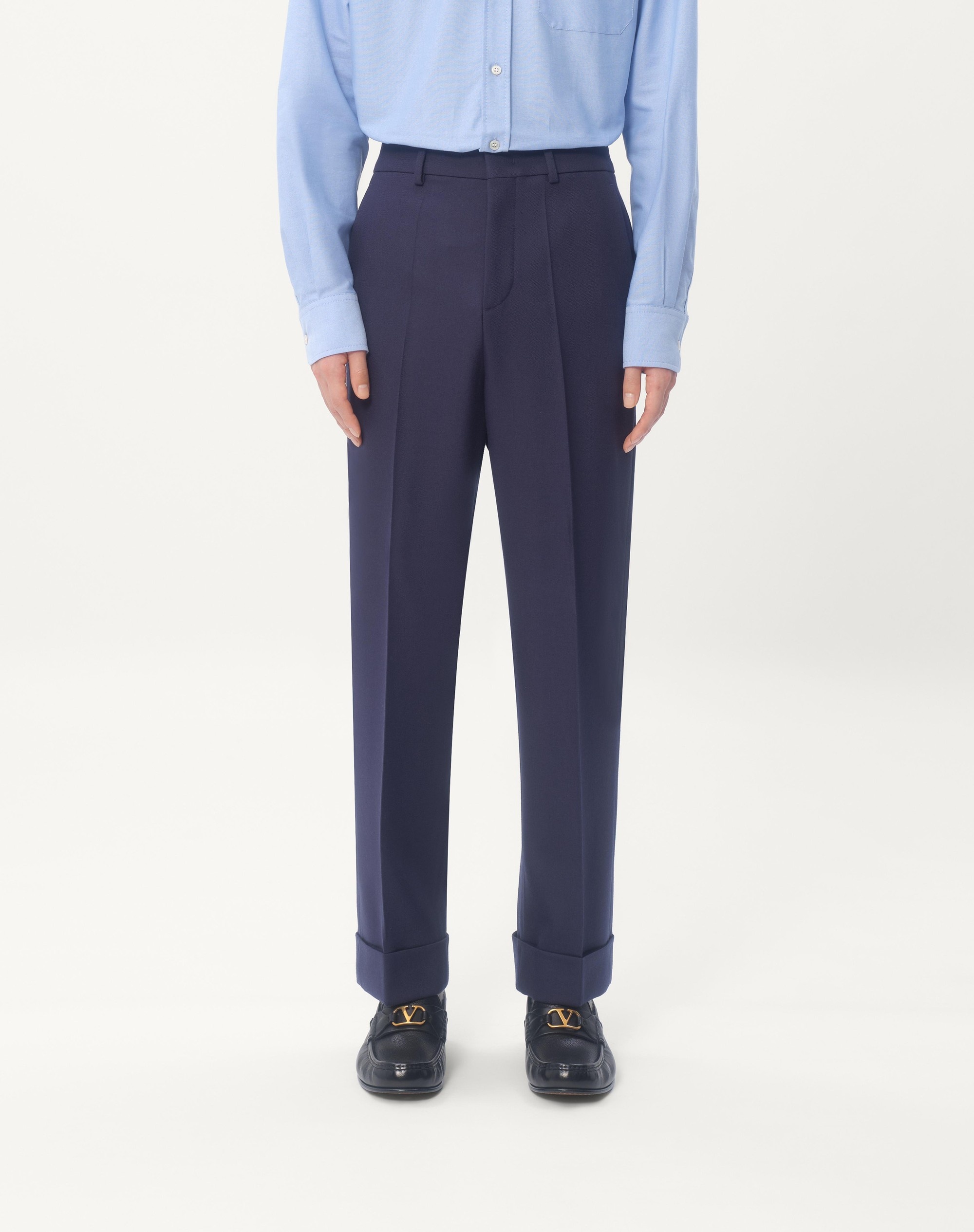 Valentino WOOL GABARDINE PANTS WITH TURN-UPS | REVERSIBLE