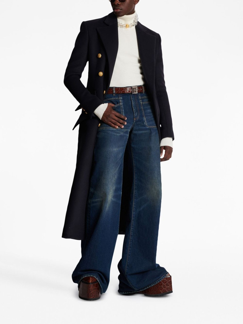 Balmain logo-patch ribbed-knit jumper outlook