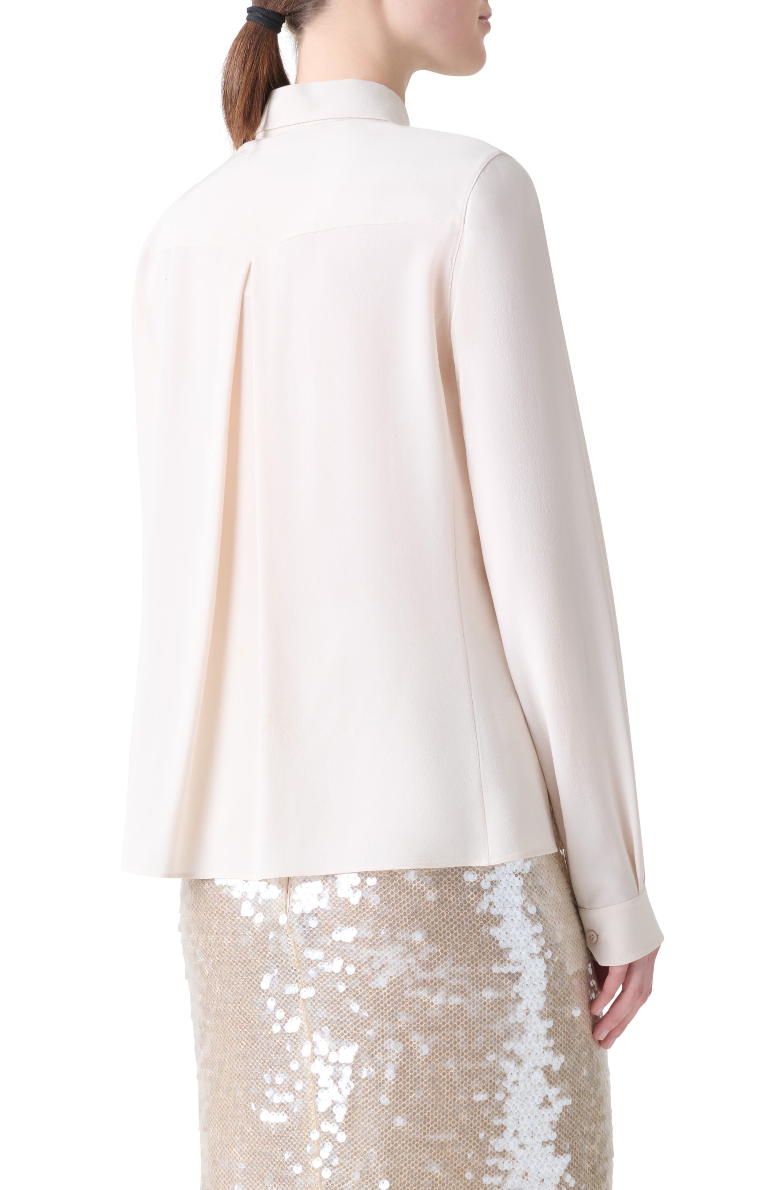 Akris Embellished Silk Crepe Button-Up Shirt in Vanilla at Nordstrom - 2