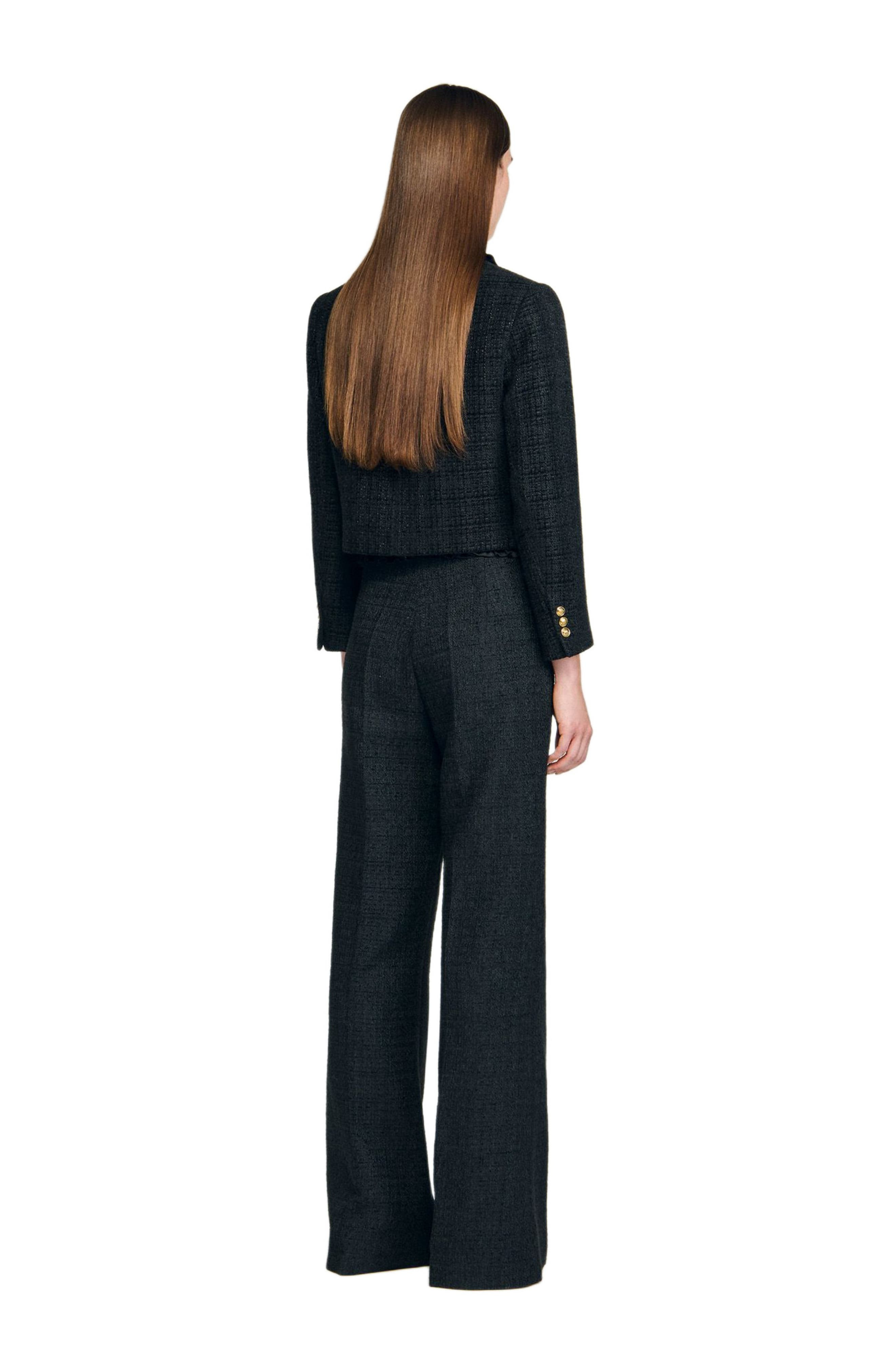 SANDRO Tweed suit trousers in Black at Nordstrom - 3