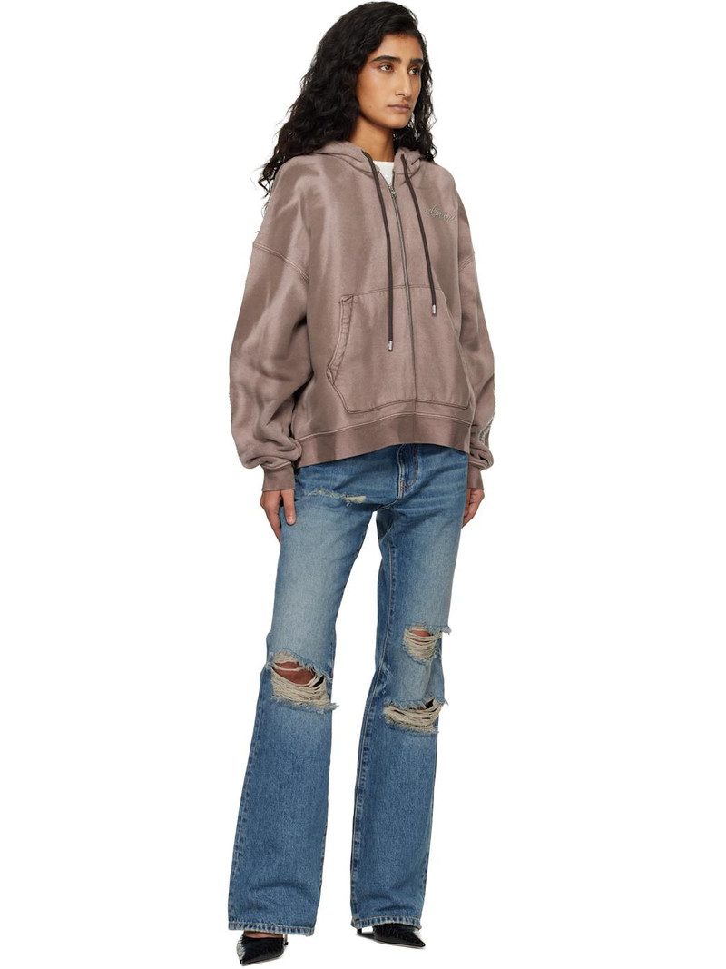 AMIRI Brown Bones Studded Zip Hoodie outlook