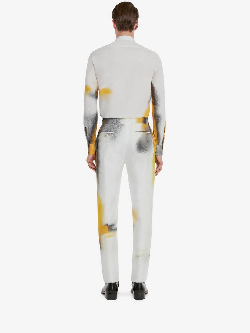 Men's Cotton Poplin Silhouette Shirt in Ivory/yellow - 4