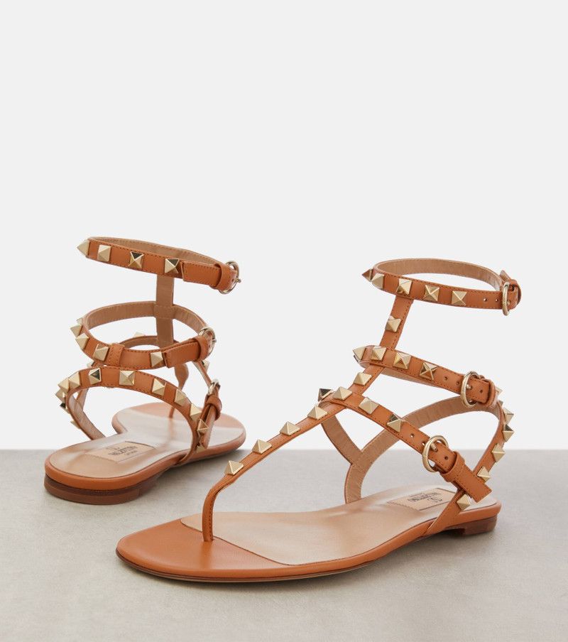 Rockstud leather flat sandals 6