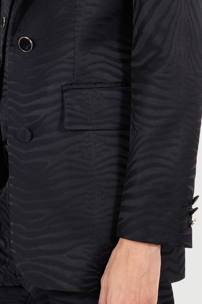 Blazer With Solid-Color Tiger Skin Design 7