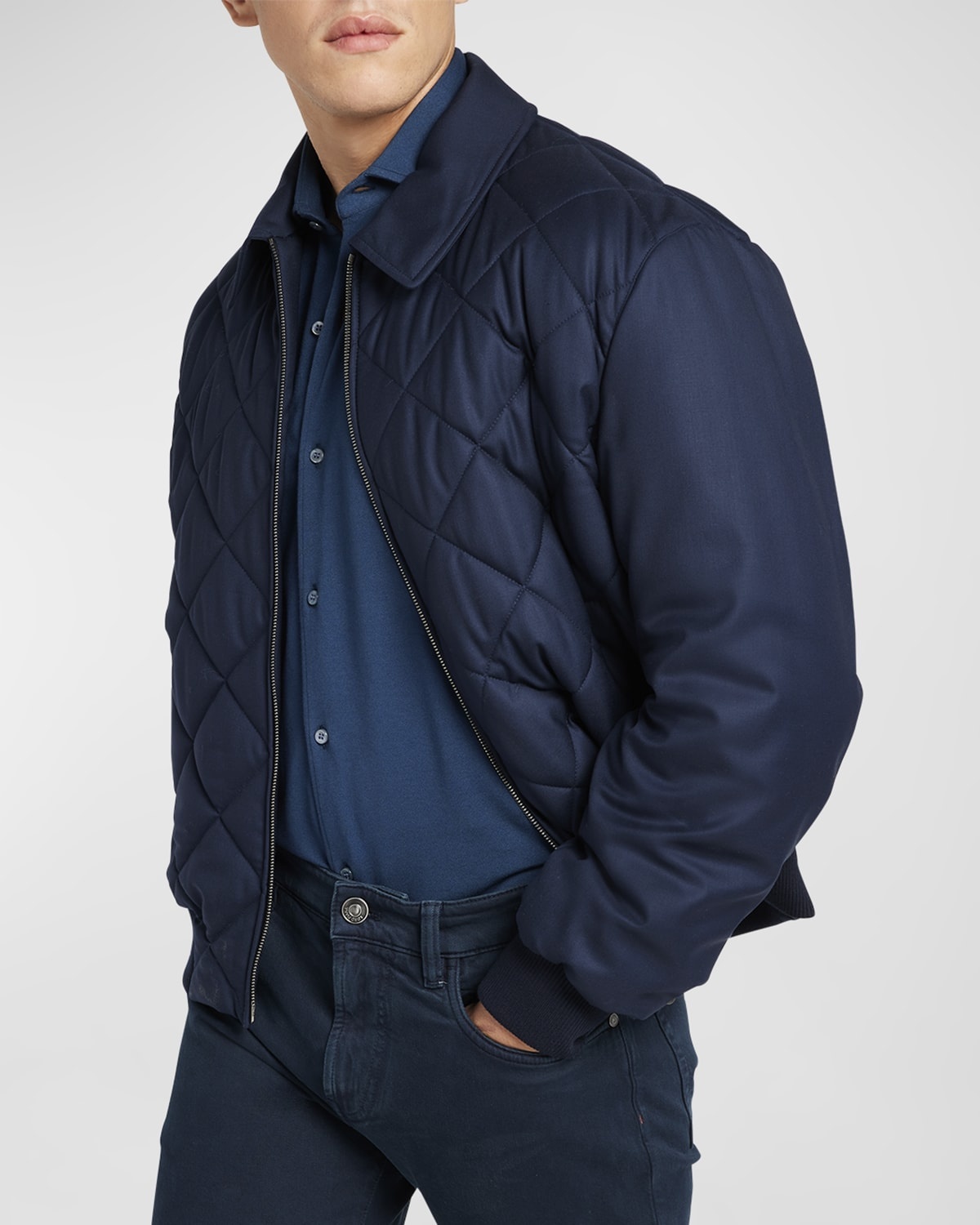Men's Ampay Quilted Wool Bomber Jacket - 7