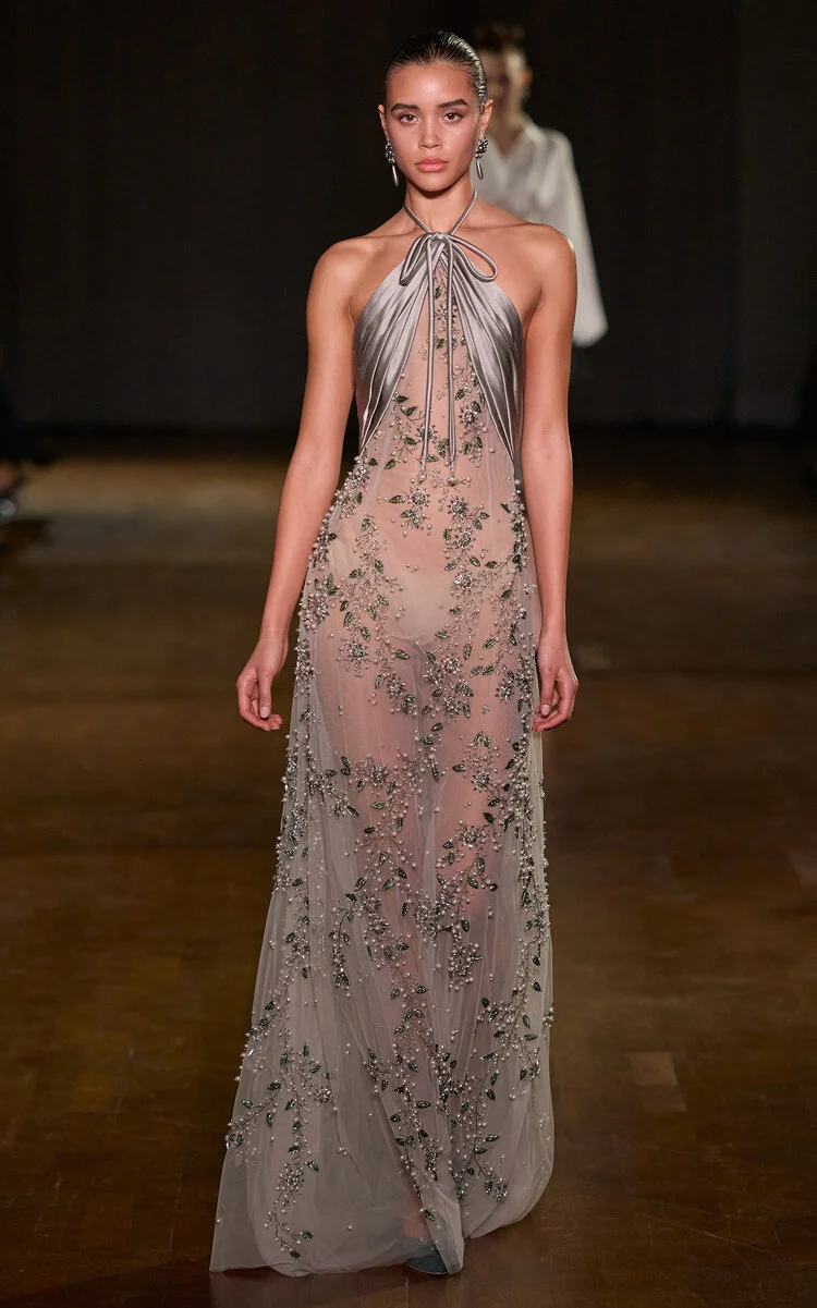 Halter Neck Embellished Maxi Dress grey - 1
