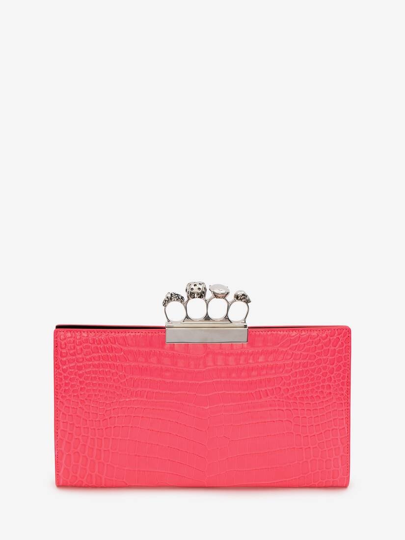 Jewelled Flat Pouch in Neon Pink - 3