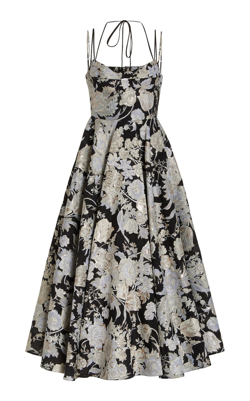 Rea Floral Fil Coupe Jacquard Midi Dress floral 1