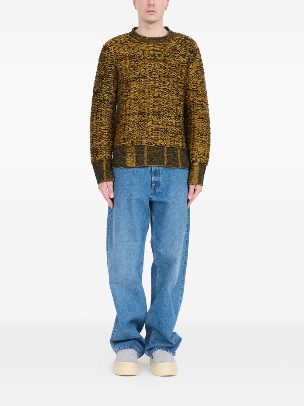 textured crew-neck sweater - 2