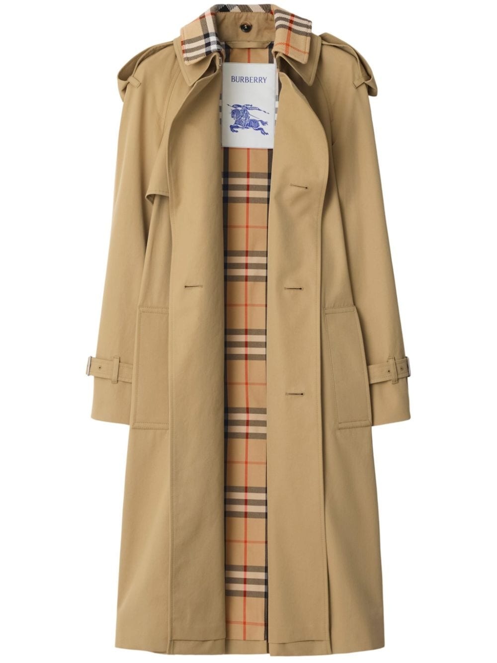 notched-lapel cotton trench coat - 1