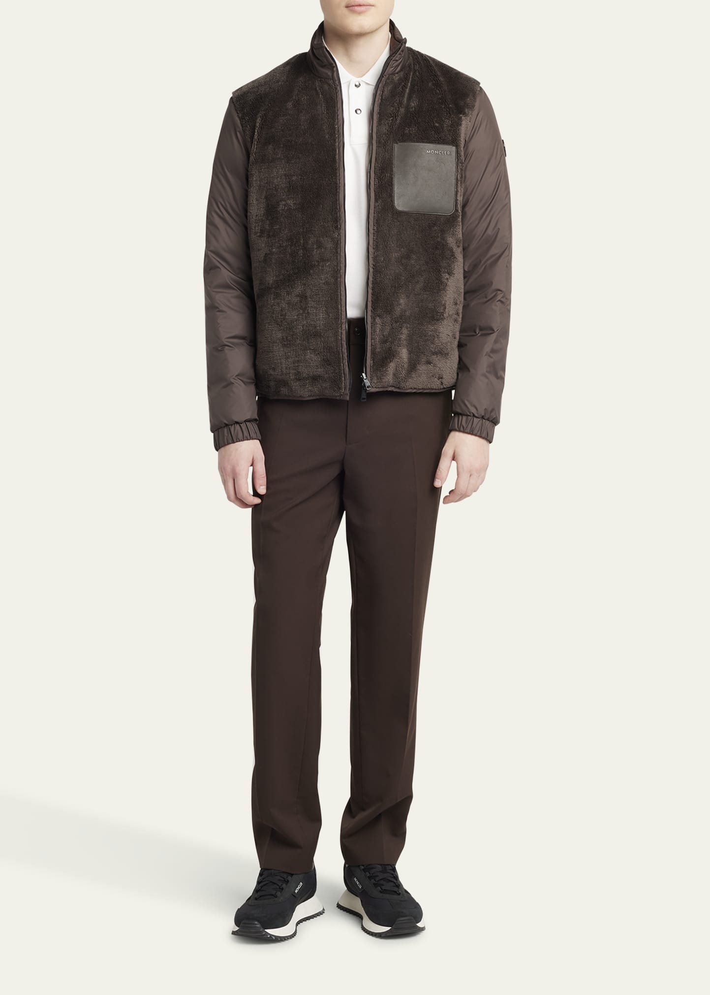 Men's Edit Dark Brown Teddy Fleece and Padded Reversible Livra Jacket - 2