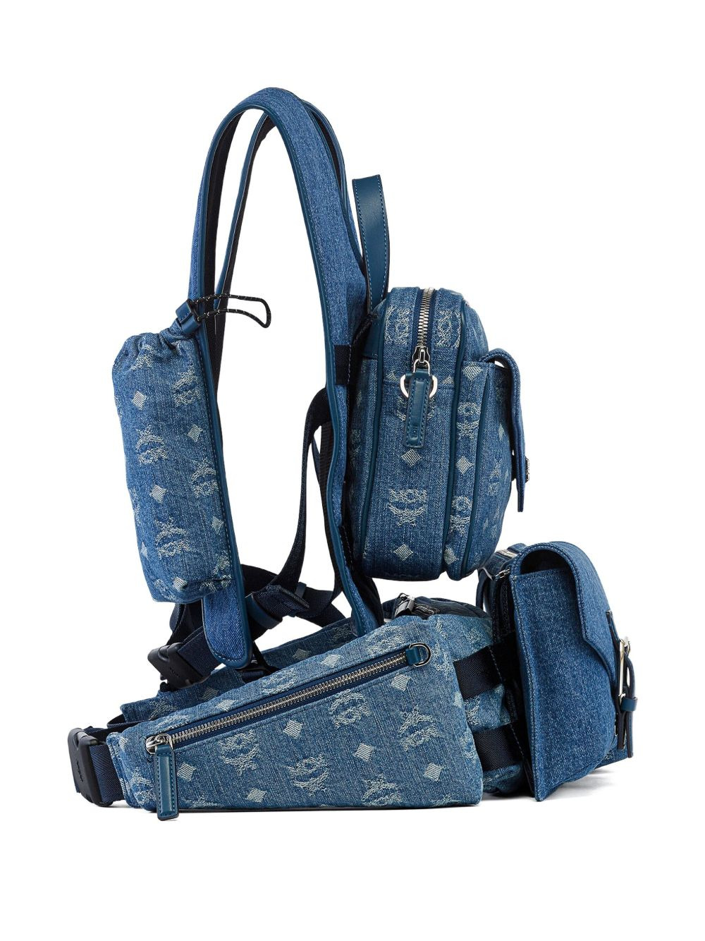large Aren monogram-jacquard denim multi-backpack - 4