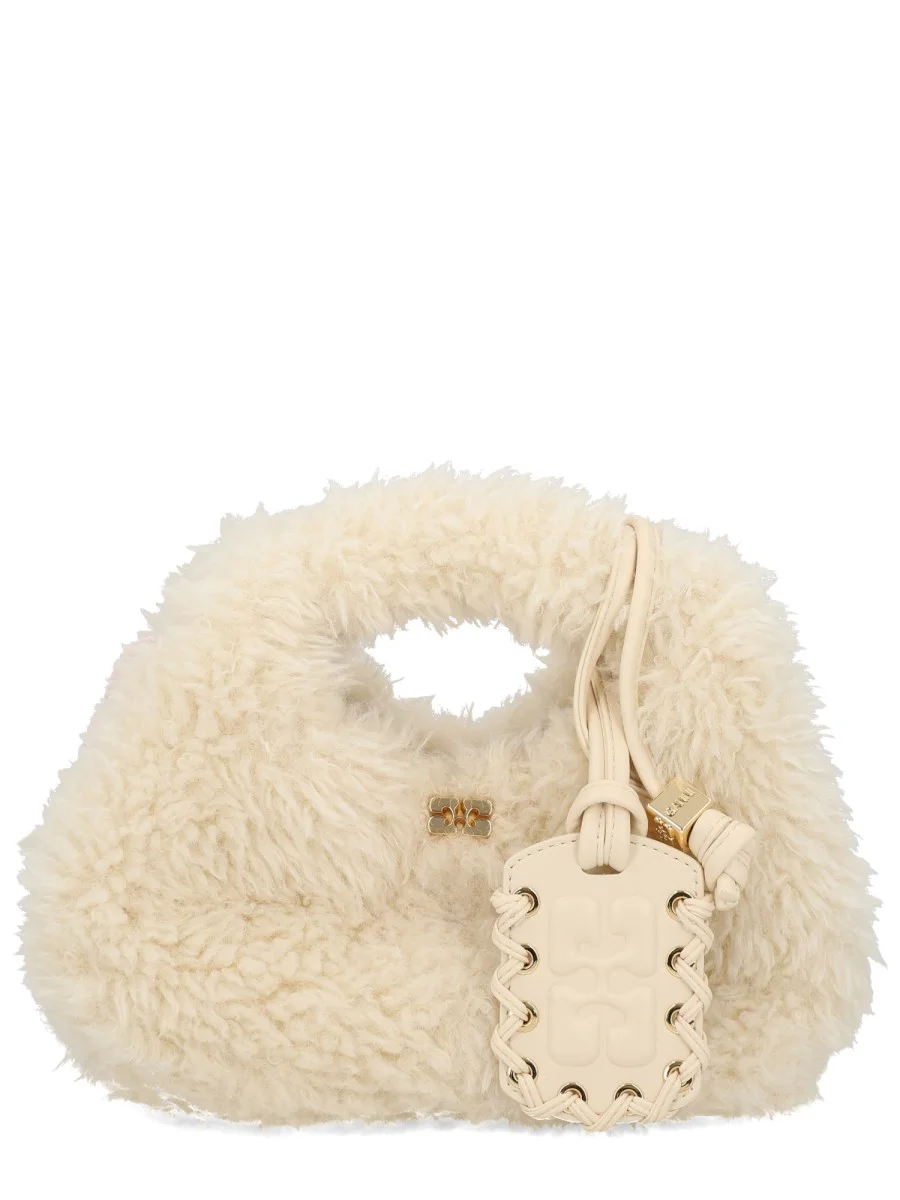 FAUX FUR HOBO BAG WITH LOGO - 1