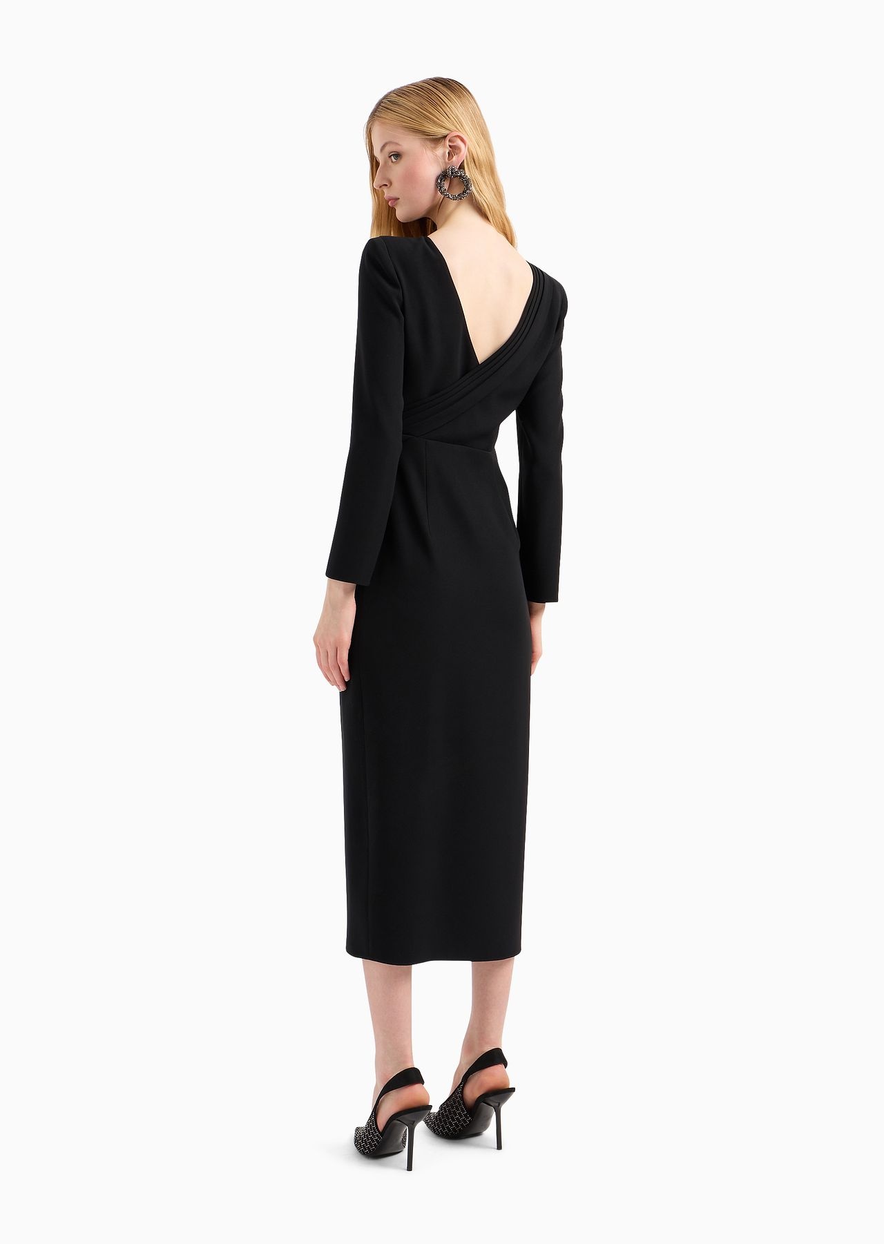 Techno cady midi dress with side draping - 3