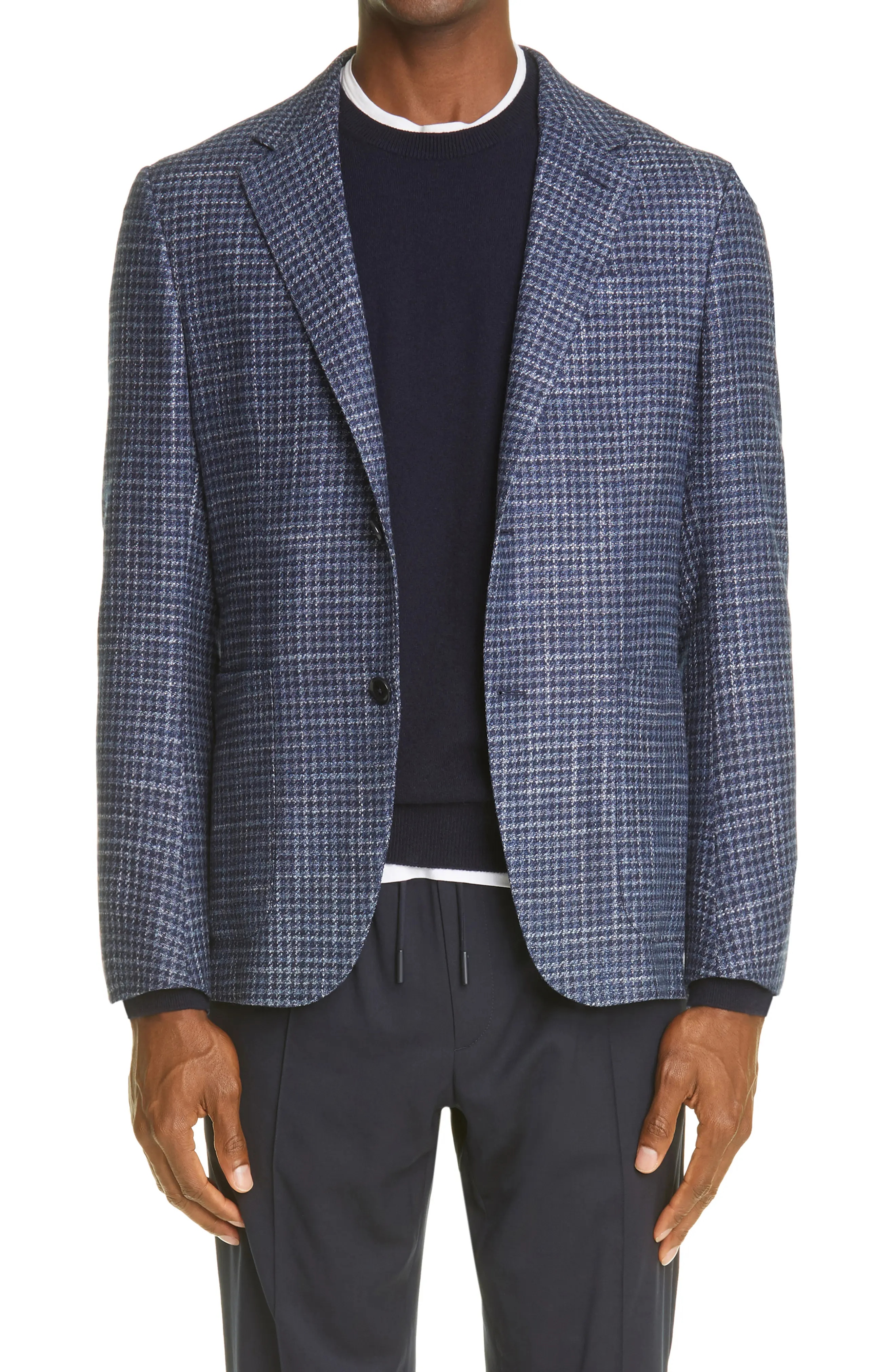 Crossover Micro Check Wool, Silk & Cashmere Sport Coat - 1