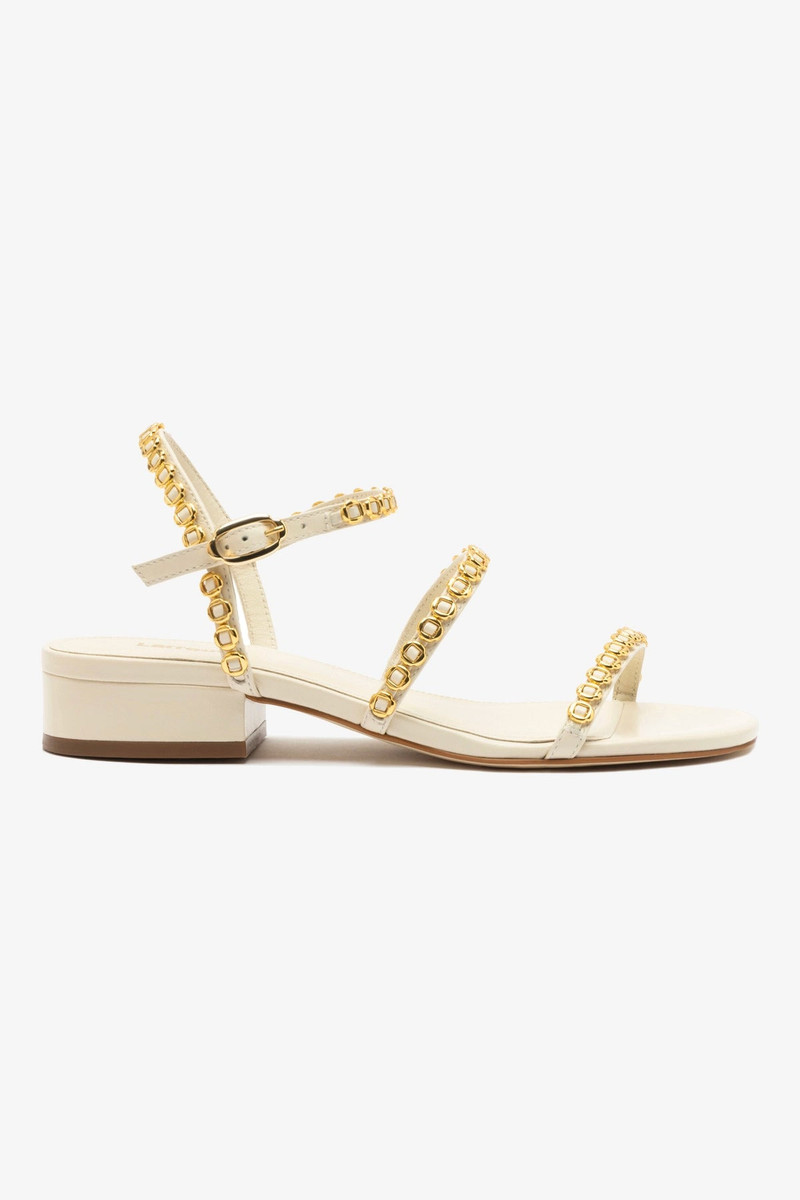 Milanina Flat Sandal In Ivory Leather 1