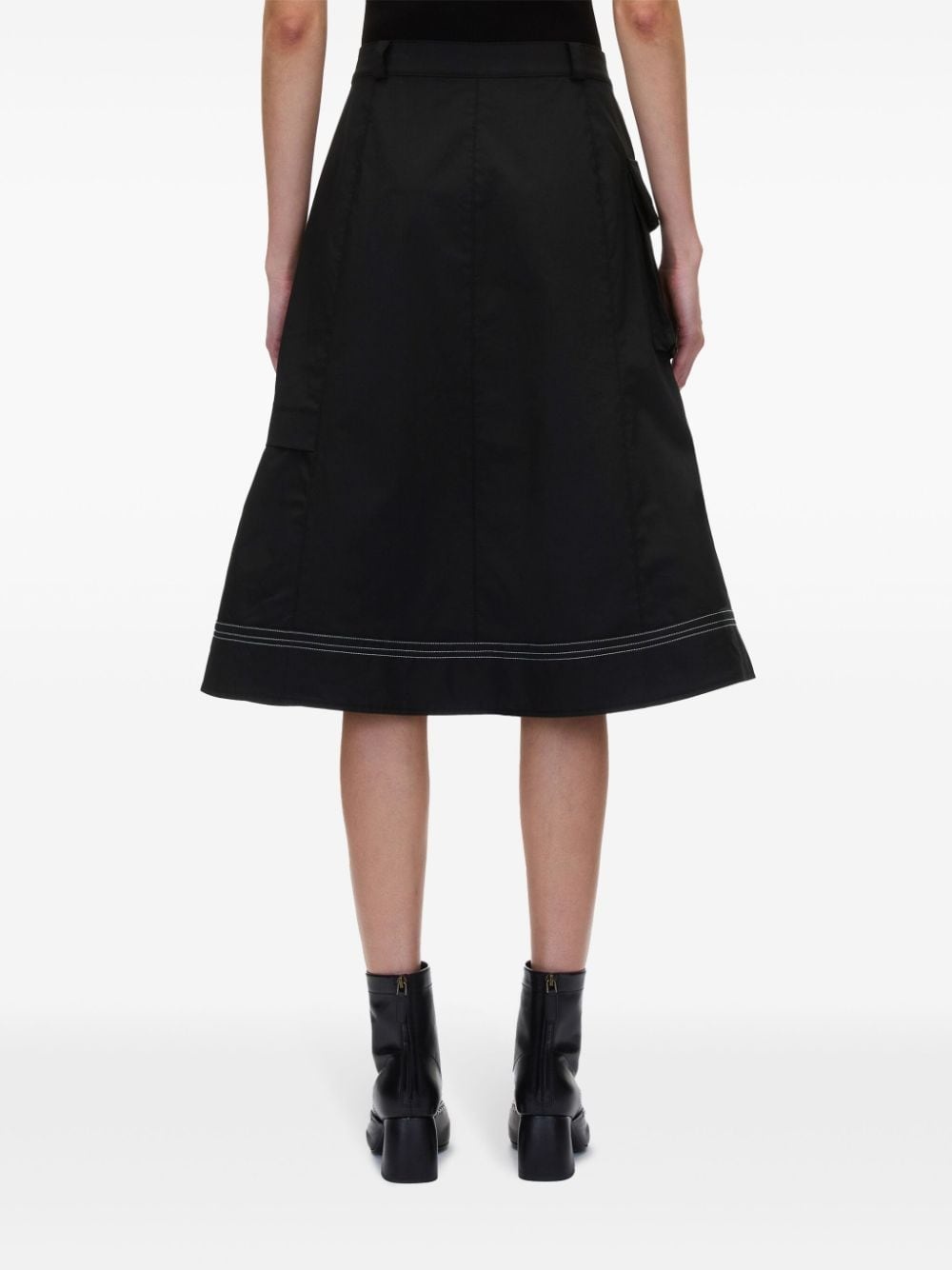 contrast-lining cotton-blend skirt - 5