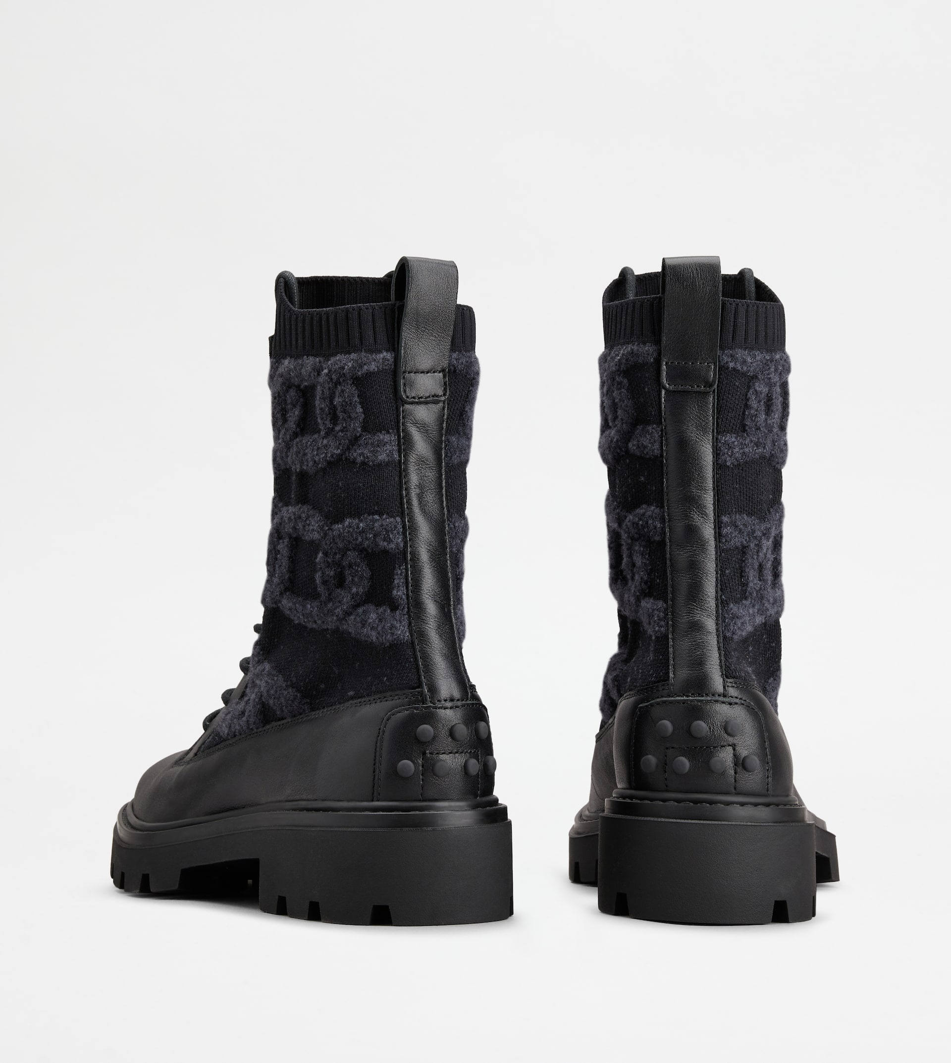 KATE COMBAT BOOTS IN FABRIC AND LEATHER - BLACK - 3