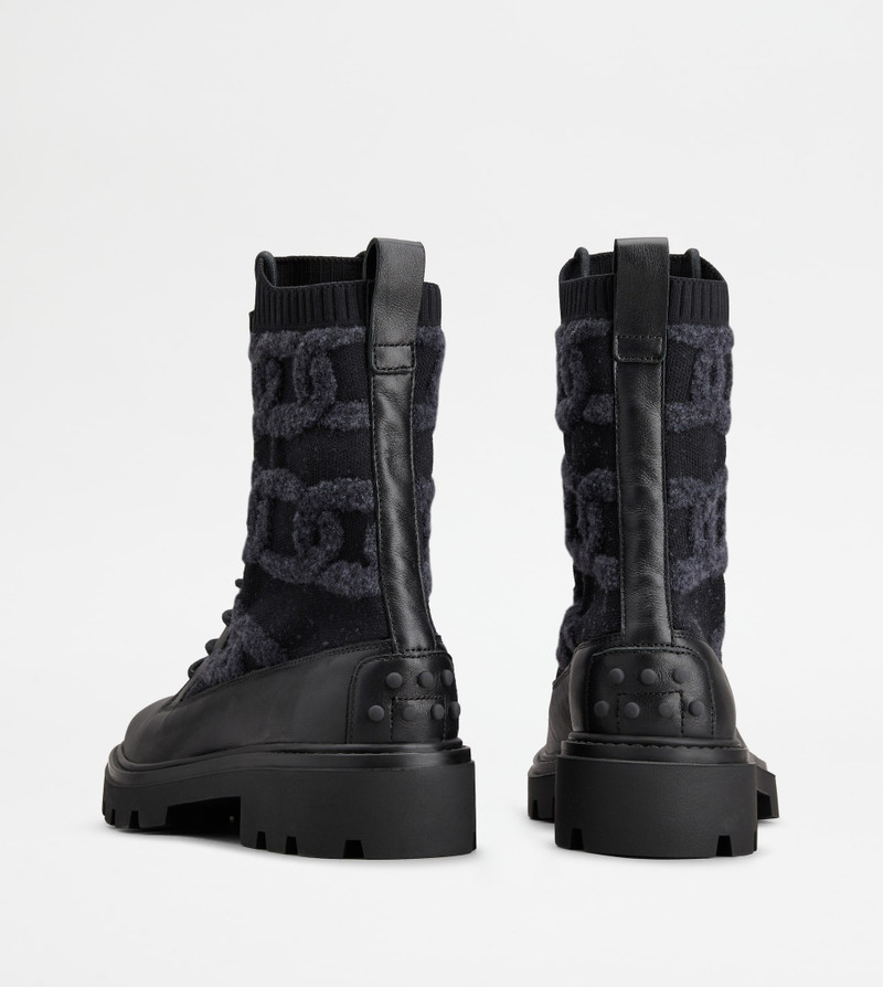 KATE COMBAT BOOTS IN FABRIC AND LEATHER - BLACK 3
