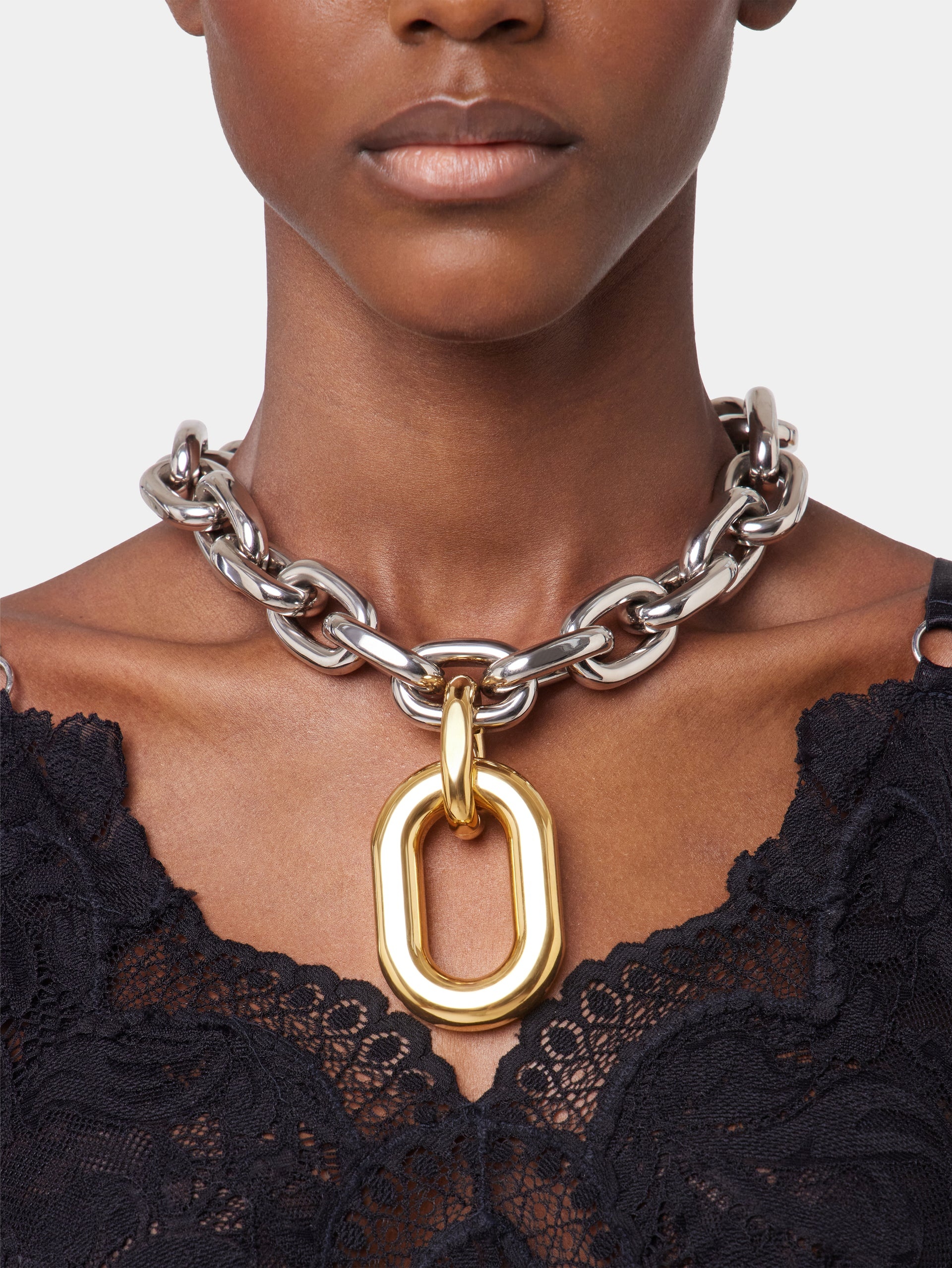 ネックレス・ペンダント Rabanne Necklace - Rabanne - Aluminum - Silver/Gold rabanne SILVER/GOLD XL LINK NECKLACE | REVERSIBLE