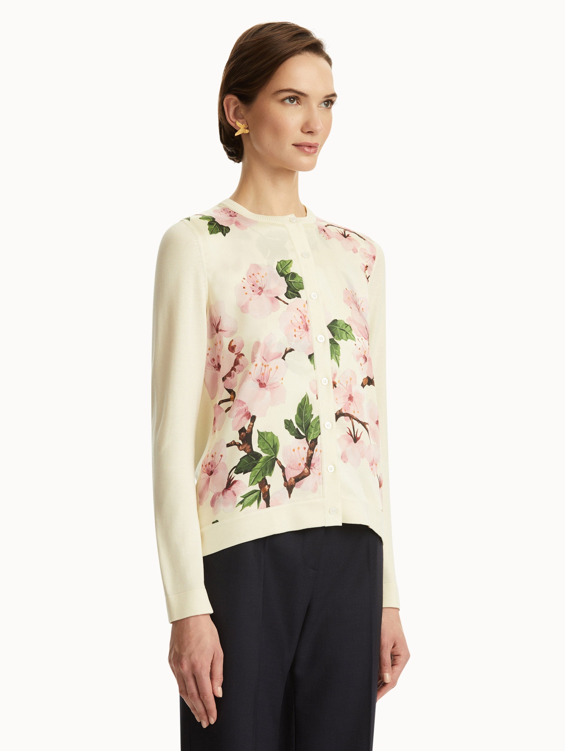 CHERRY BLOSSOM SILK INSET CARDIGAN - 5