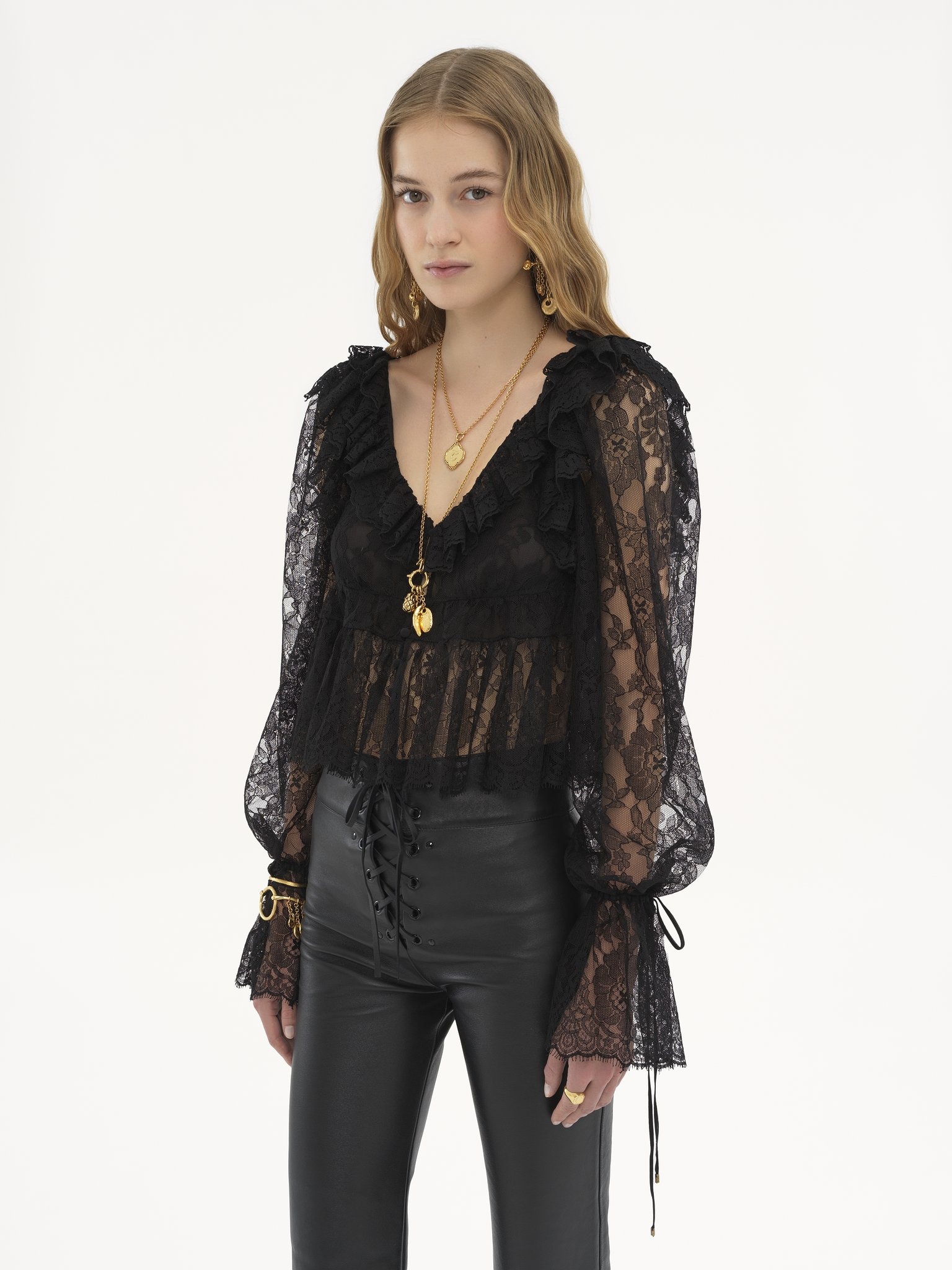V-NECK CROPPED TOP IN LACE - 4