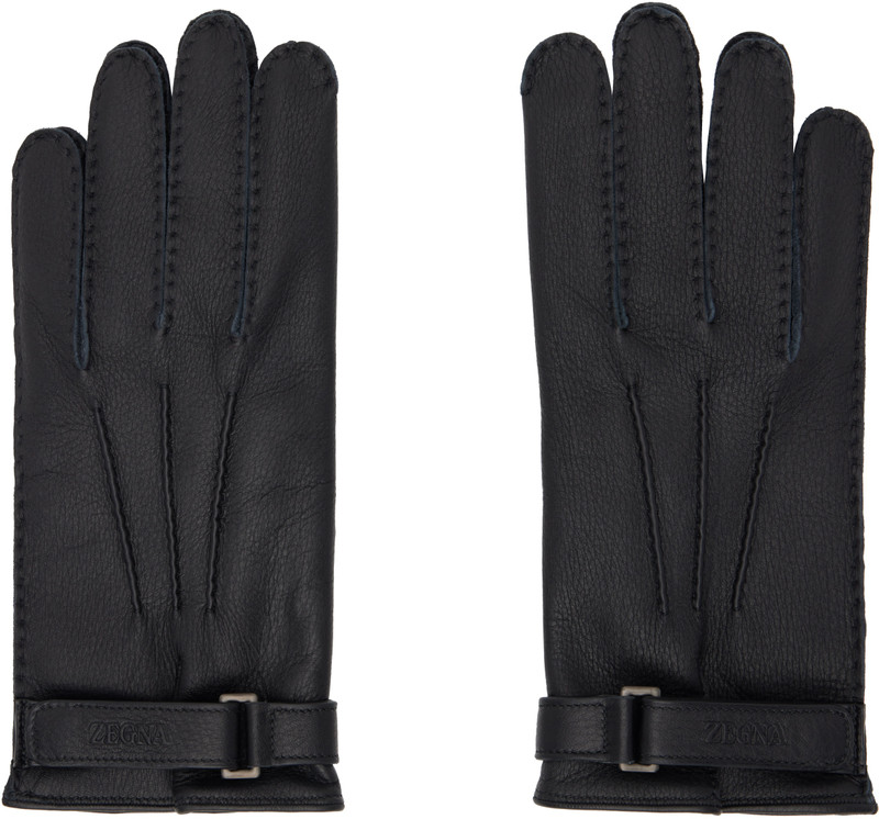 ZEGNA Black Deerskin Gloves outlook