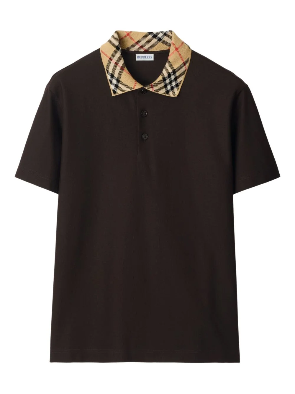 Check collar cotton polo shirt - 1
