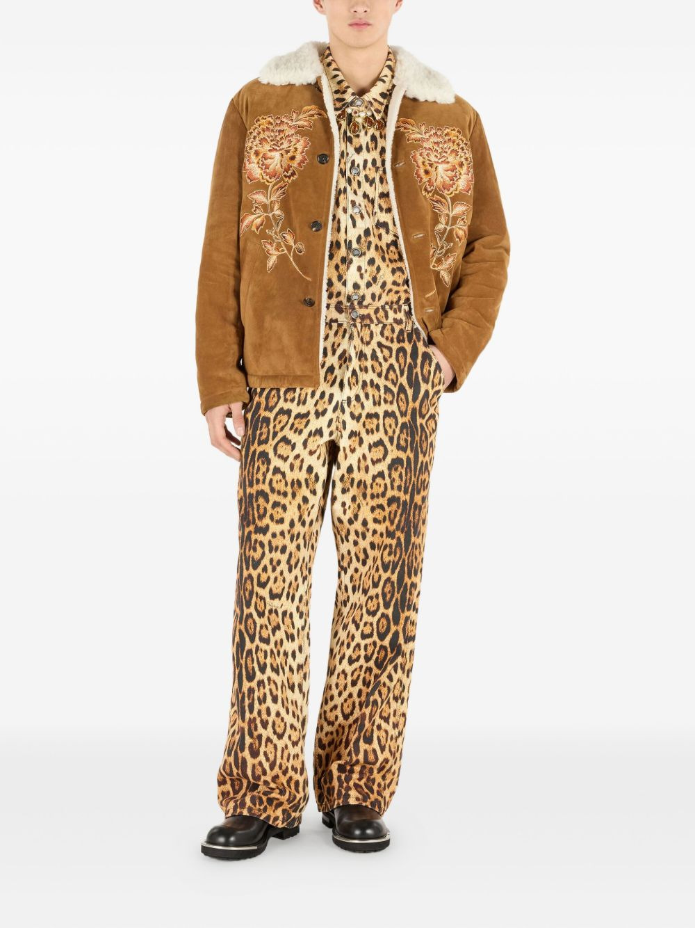 embroidered suede jacket - 2