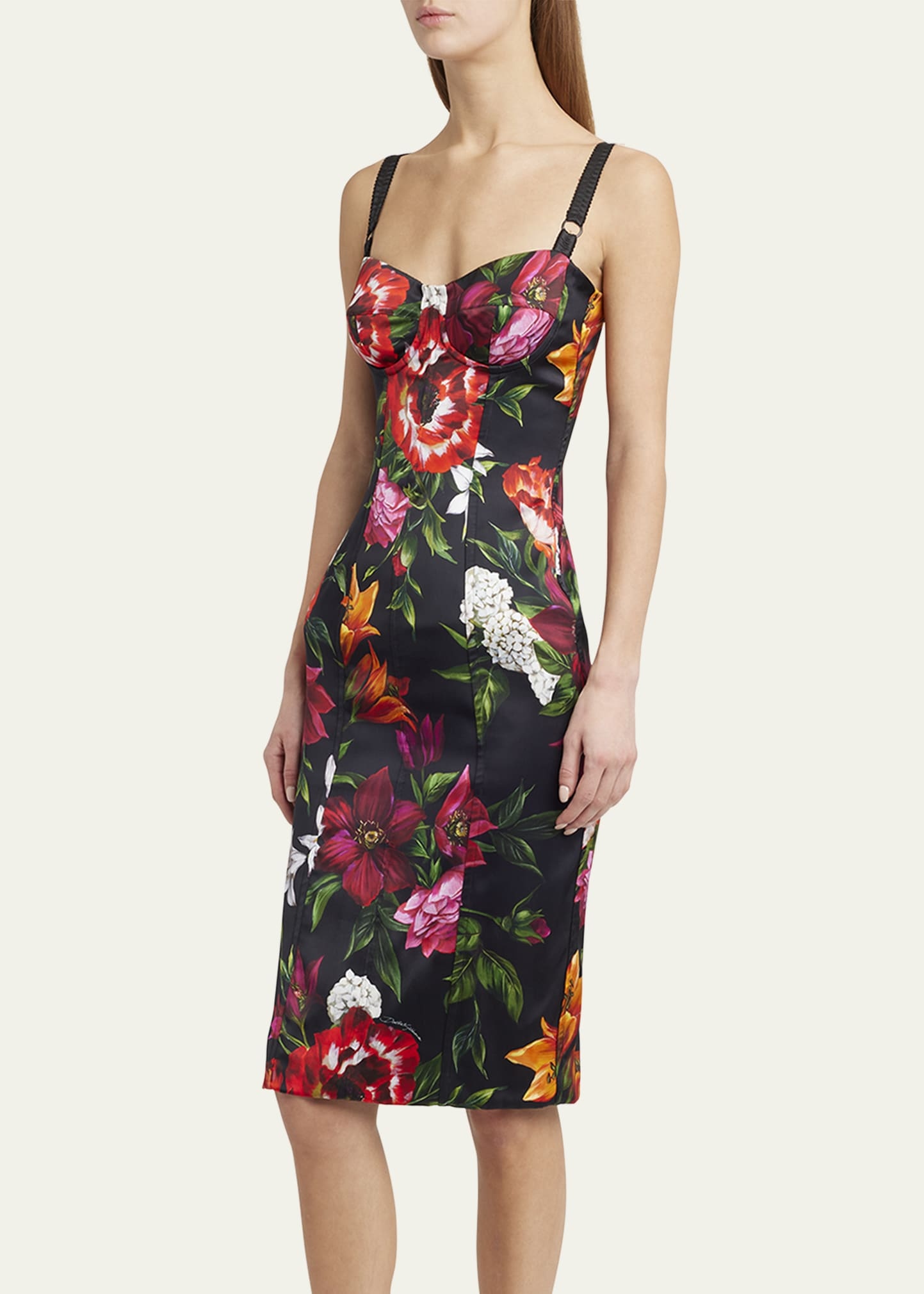 Anemone Floral Satin Bustier Dress - 4