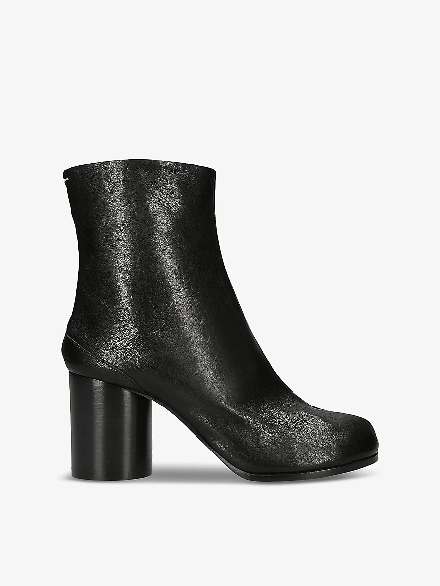 Tabi 80 split-toe block-heel leather ankle boots - 1