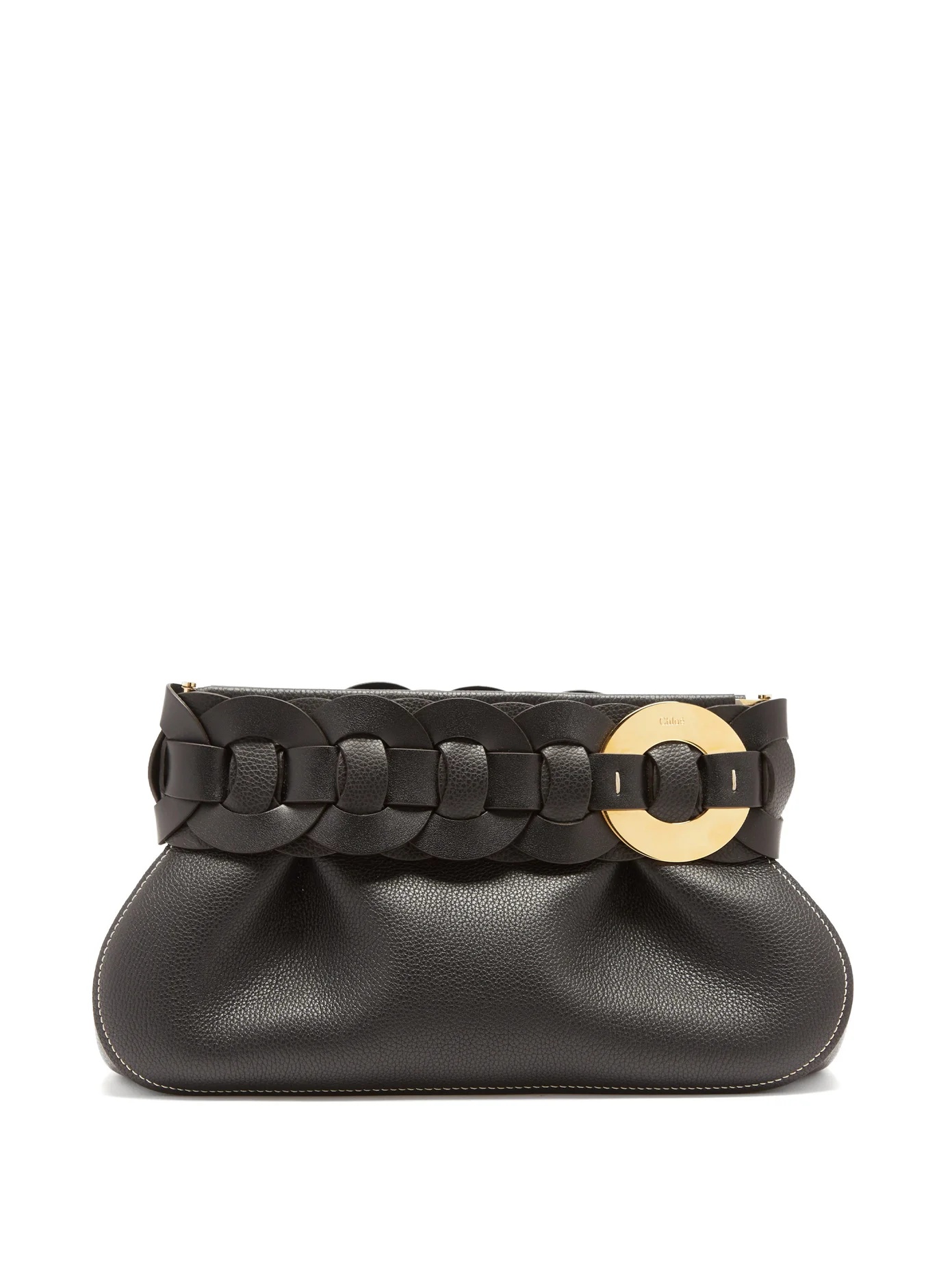 Darryl braided grained-leather clutch - 1