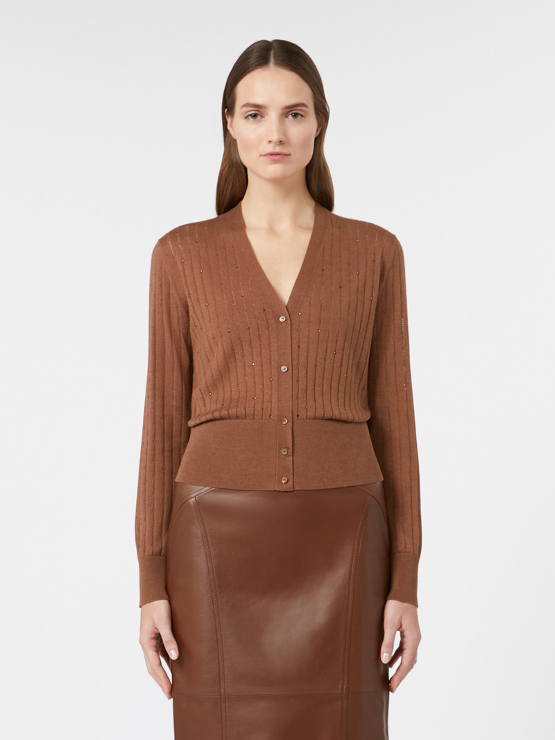 NOGARA Rhinestone-adorned wool and silk cardigan 3
