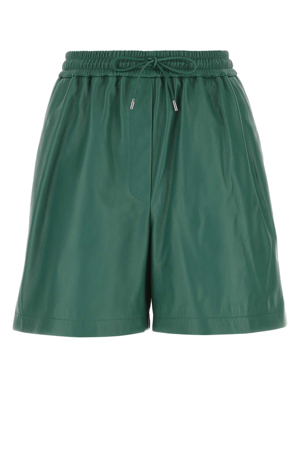 Loewe Women Bottle Green Nappa Leather Shorts - 1