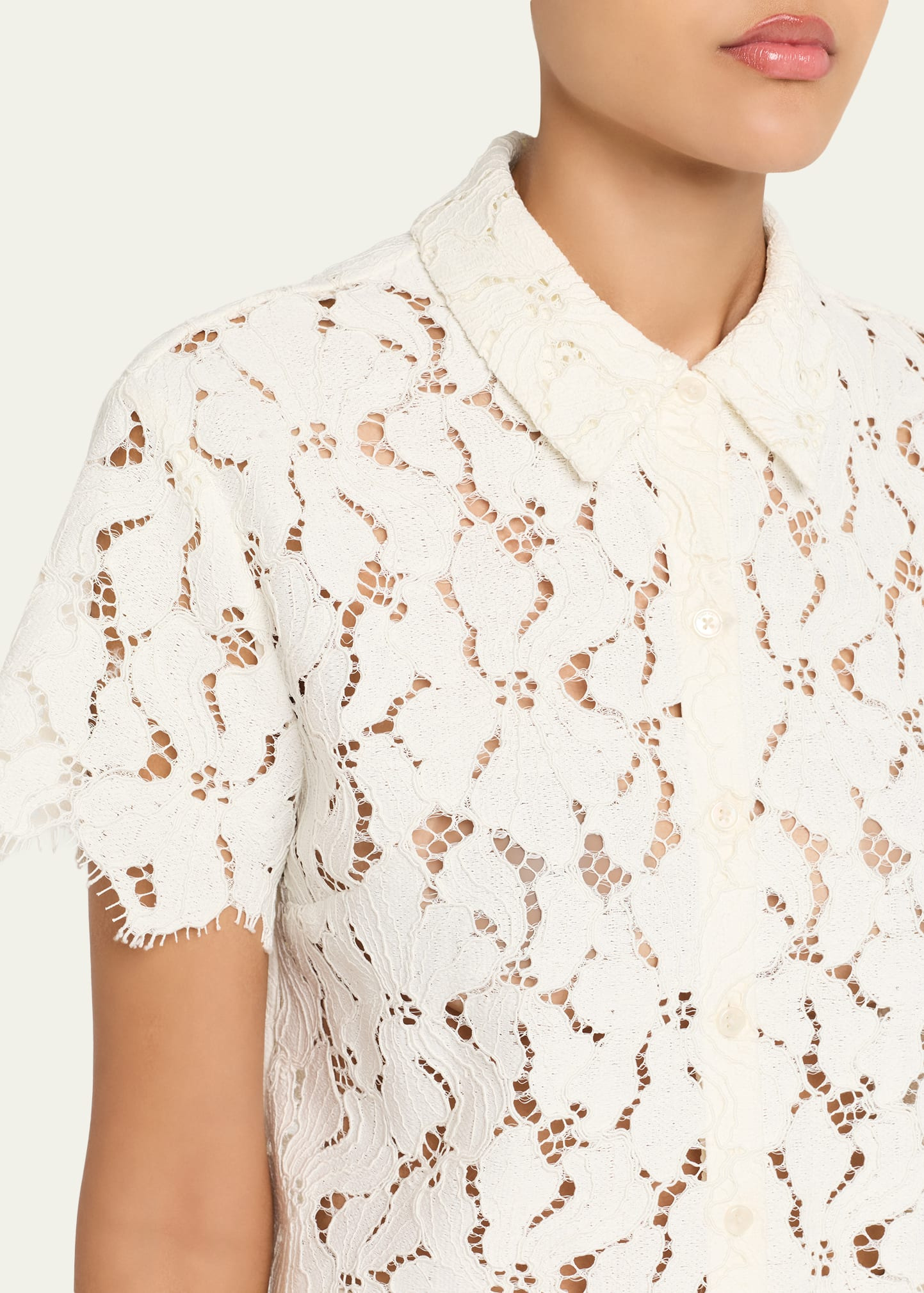Marjorie Short-Sleeve Lace Camp Shirt - 5