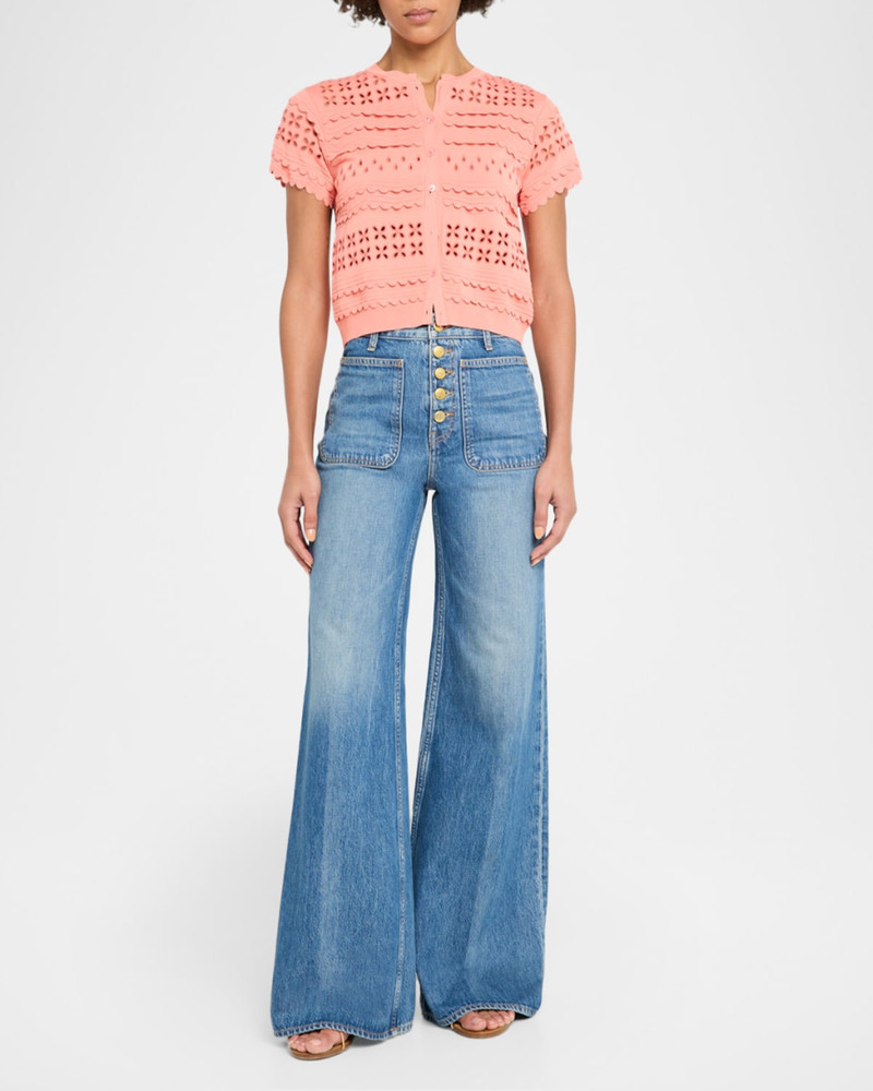 ULLA JOHNSON Abriana Eyelet Cropped Cardigan outlook