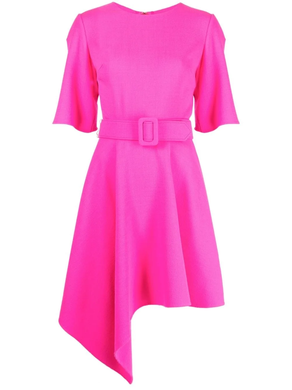 asymmetric-hem belted dress - 1