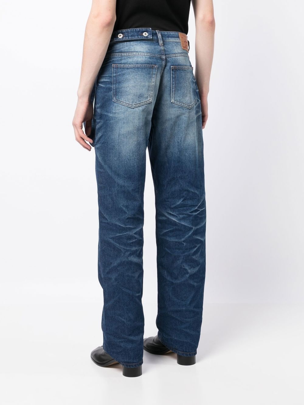 Navy Lazy layered-effect straight-leg jeans - 4