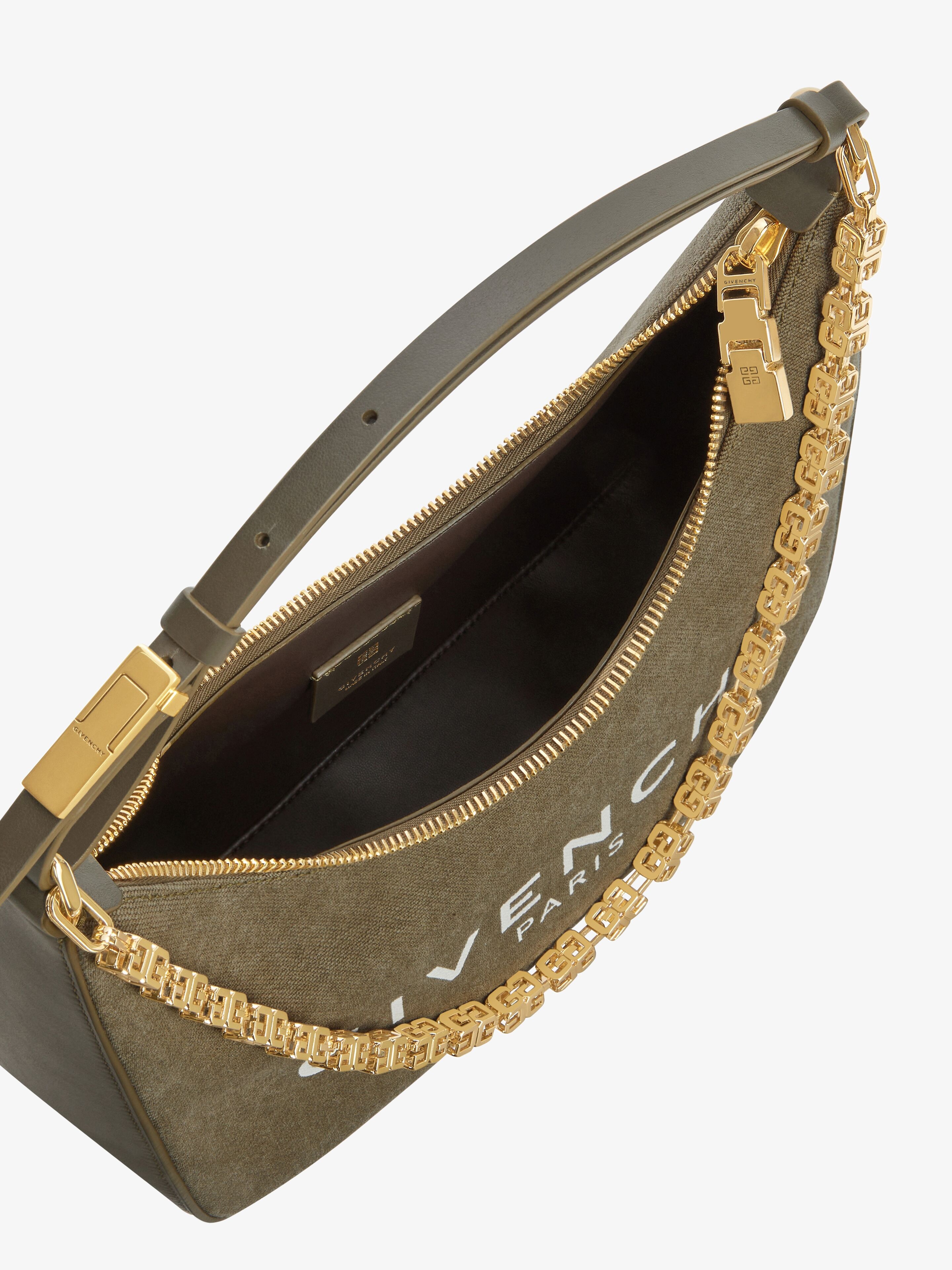 SMALL MOON CUT OUT BAG IN CANVAS WITH CHAIN - 5