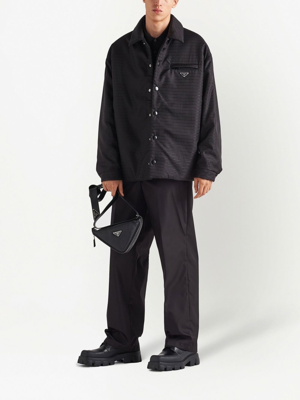 logo-print padded shirt - 2