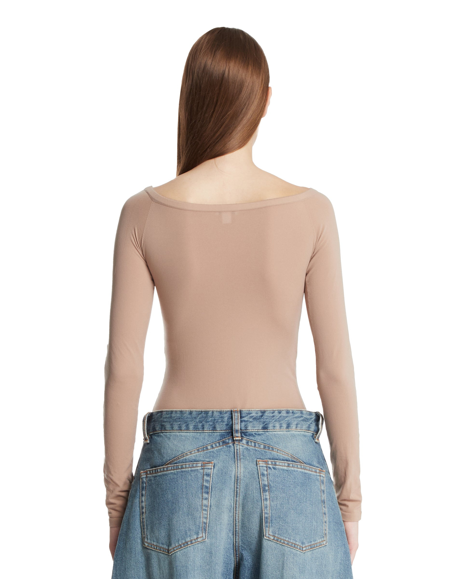 Beige Off-the-Shoulder Knit Bodysuit - 3