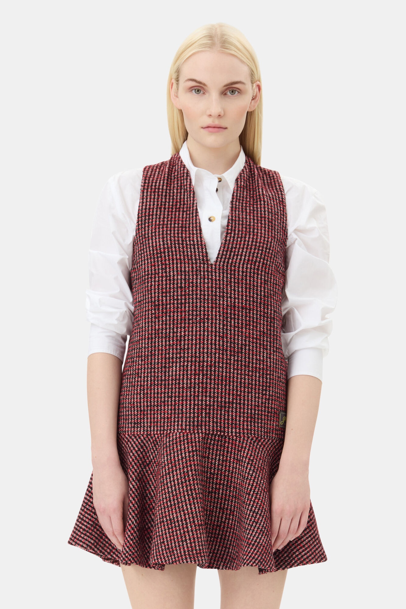 RED CHECK MINI DRESS - 3