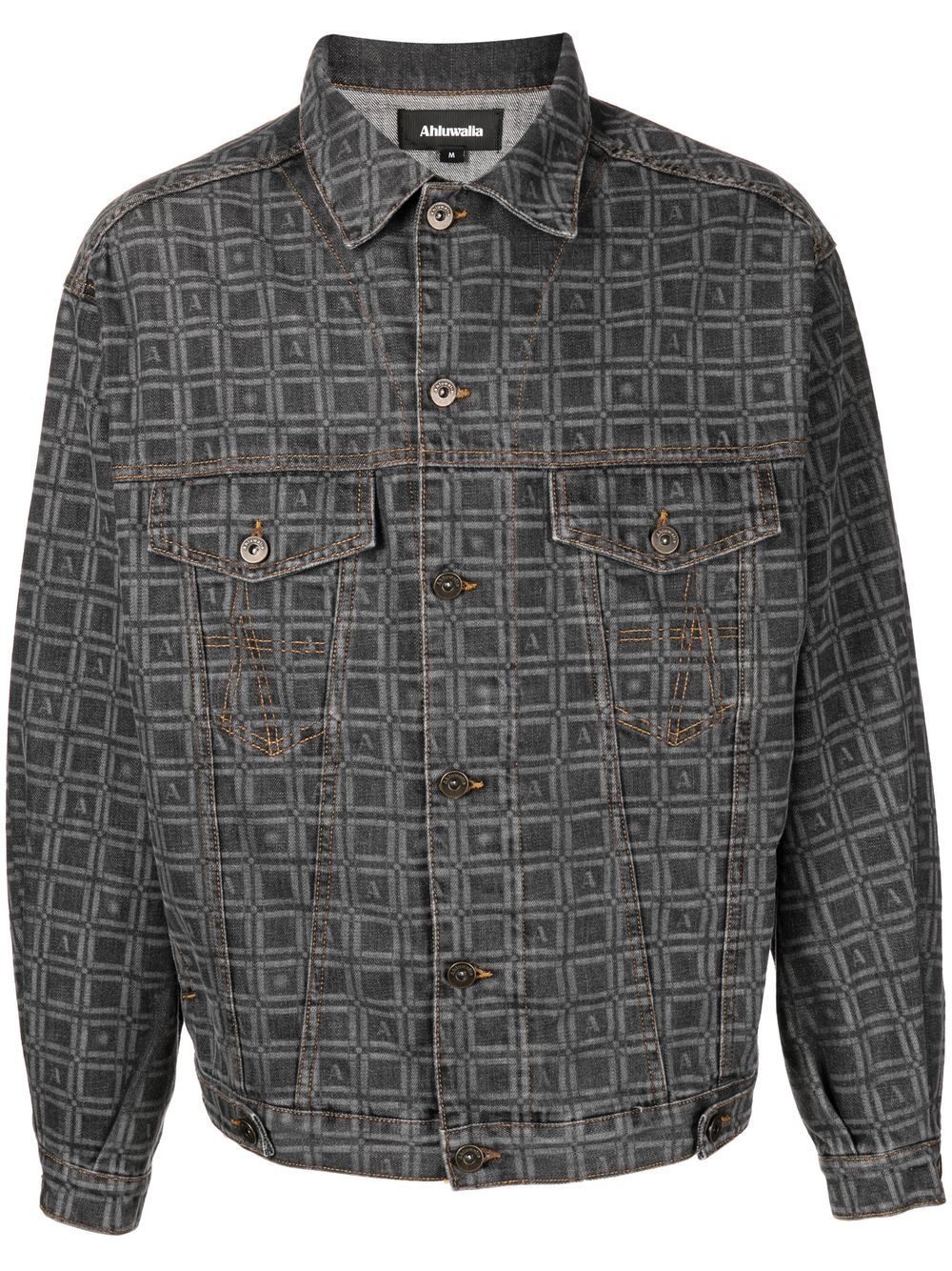 all-over graphic-print denim jacket - 1