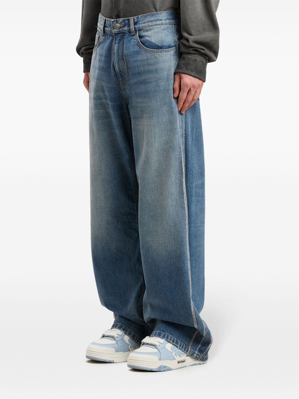 curved logo loose-fit jeans - 4